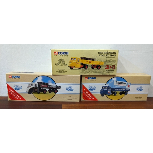 46 - Seven Corgi commercial vehicles to include 97318 Sammell Scarab with barrels (Websters 15201 Scammel... 