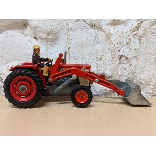 5 - Corgi Toys, a Massey-Ferguson tractor with shovel, along with a Farm Tipper trailer 69 and 62 boxed ... 