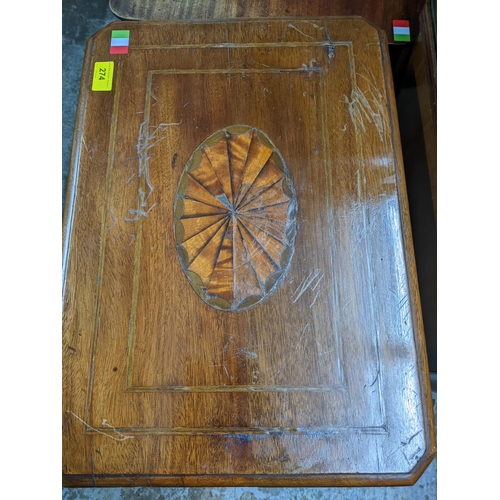 274 - A late 19th century mahogany inlaid side table with canted corner, central oval shell medallion with... 