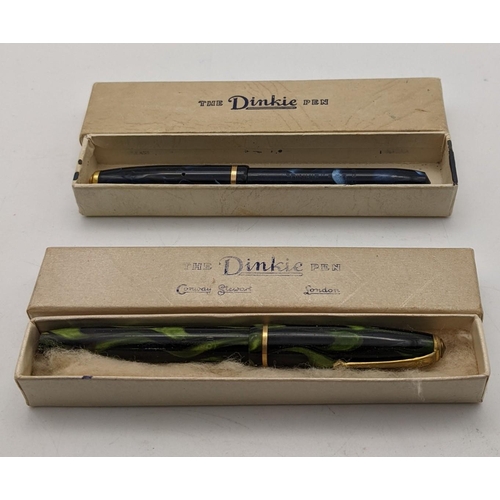 100 - Two Conway Dinkie Fountain pens in boxes together with two white metal trinkets and a silver plated ... 