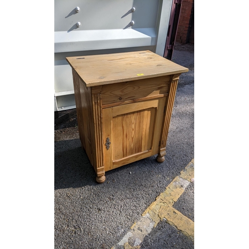 127 - A late 19th Century French pine cabinet, with a hinged lid and a panel door
Location: G

If there is... 