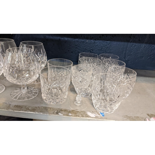 136 - A selection of Waterford crystal glassware to include brandy glasses, champagne flutes and others
Lo... 