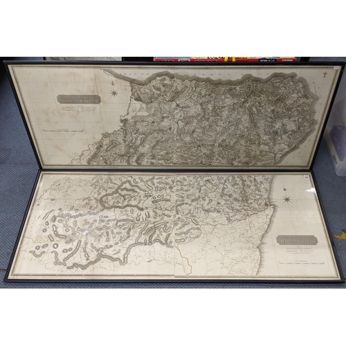 147 - Two 19th century large engraved maps of The Southern and Northern parts of Aberdeen & Banff-shrs 135... 