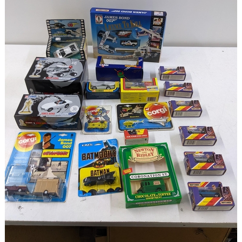 162 - A collection of TU and film related boxed Diecast models to include a Matchbox 'License to Kill 007'... 