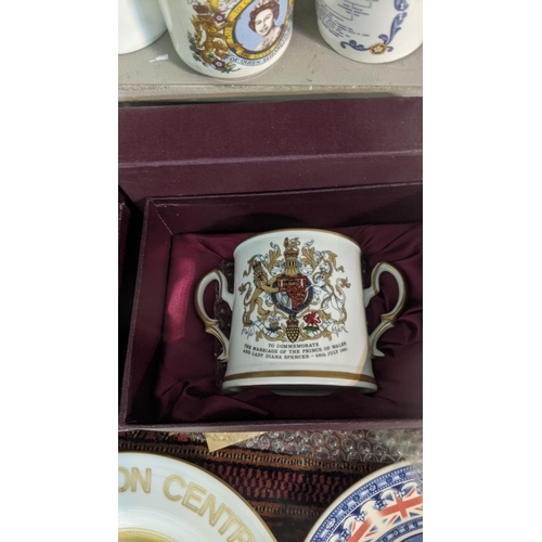 177 - Commemorative ceramics to include mainly mugs, tankards, tins and a figure Location:3.3
 If there is... 