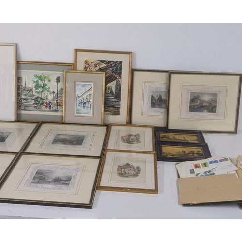 189 - A mixed lot of framed and glazed pictures to include a set of 19th century coloured engravings, thre... 