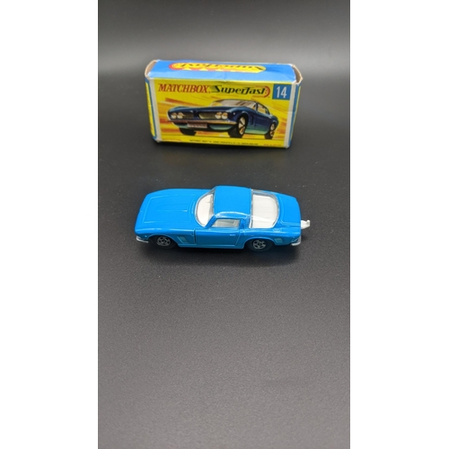 192 - Three Matchbox Superfast Diecast models to include No 14 ISO Grifo, boxed No 31 Lincoln Continental,... 