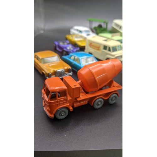 193 - A group of toy cars to include Corgi, Matchbox and Dinky example to include Corgi toy Volkswagen, Du... 