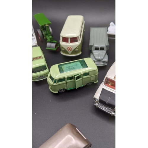 193 - A group of toy cars to include Corgi, Matchbox and Dinky example to include Corgi toy Volkswagen, Du... 