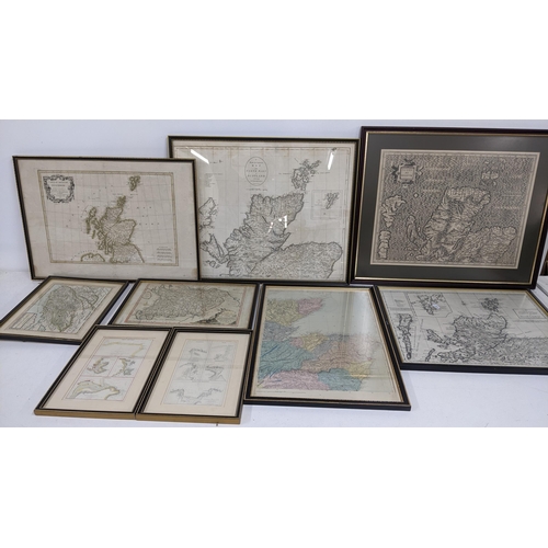 205 - Mixed 19th century and later framed maps to include The Shires of Murray and Nairn by H Moll Geograp... 