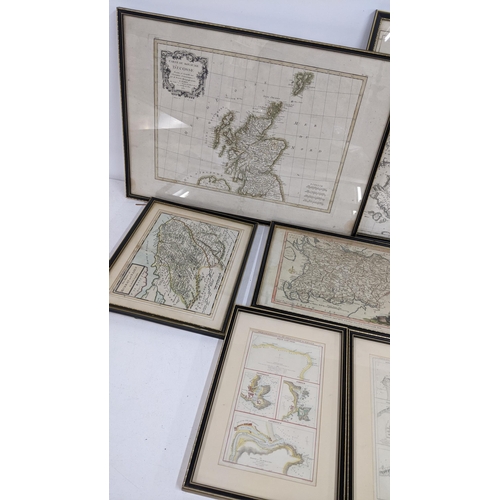 205 - Mixed 19th century and later framed maps to include The Shires of Murray and Nairn by H Moll Geograp... 