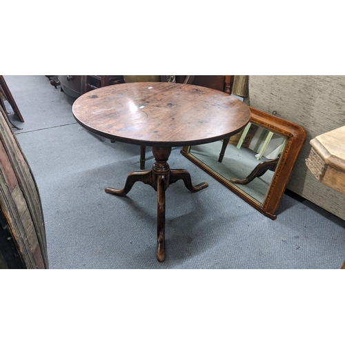 214 - Mixed furniture to include a Georgian mahogany tilt top table, satinwood mirror and a dressing table... 