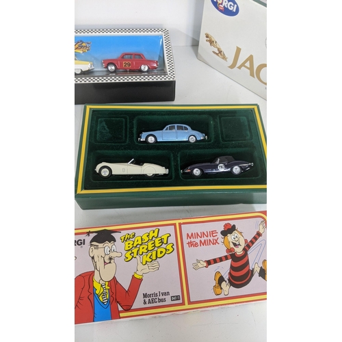 231 - Corgi to include 6 boxed examples to include Rallying with Ford, Jaguar XK120, Jaguar E-Type, Jaguar... 