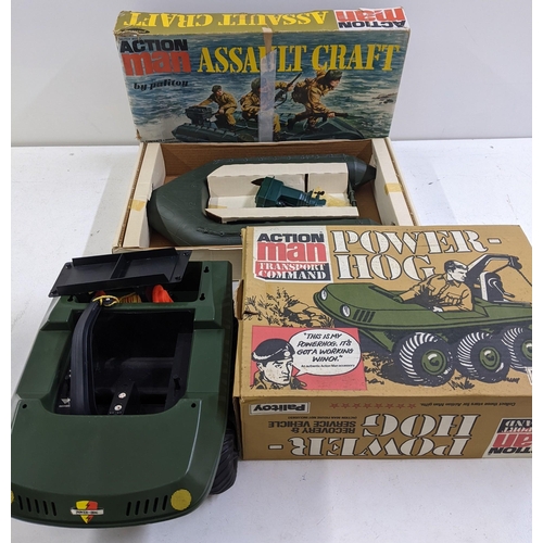 64 - Two boxed Palitoy Action Man Toys to include Assault Craft with missing rope and Power-Hog with pick... 