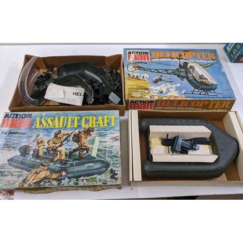 65 - Three boxed Action Man Playsets by Palitoy to include Helicopter, Pursuit Craft and Assault Craft wi... 