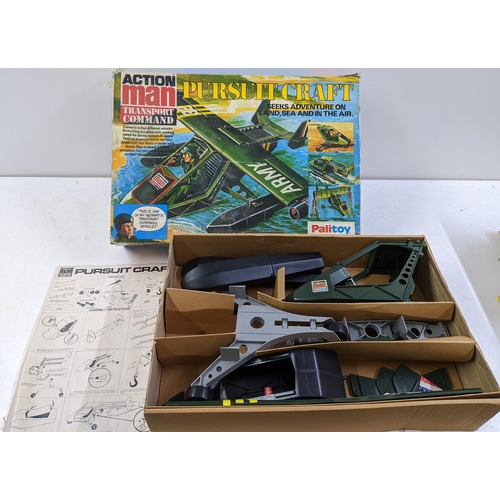 65 - Three boxed Action Man Playsets by Palitoy to include Helicopter, Pursuit Craft and Assault Craft wi... 