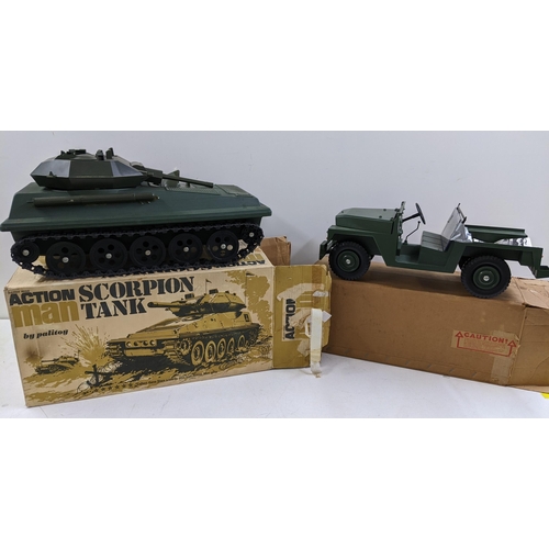 66 - Two Action Man military toys by Palitoy to include a boxed Scorpion Tank and a boxed Army Land Rover... 