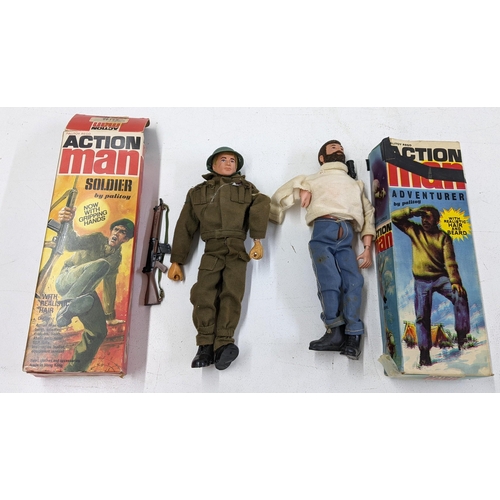 78 - Two boxed Palitoy Action Man figures to include Adventurer and Soldier in incorrect uniform A/F Loca... 