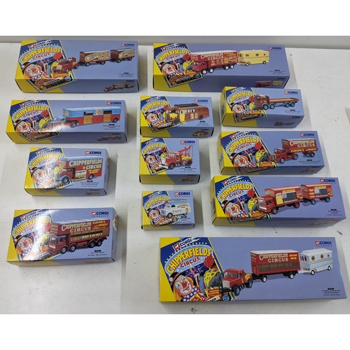 91 - A collection of 12 boxed Corgi Classics Chipperfield Circus Diecast vehicles to include No.97889 AEC... 