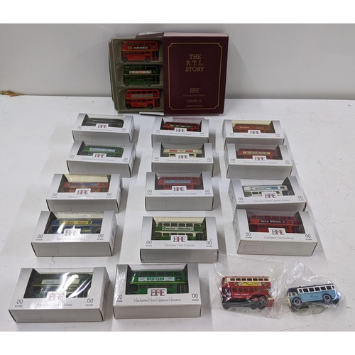 99 - A collection of Diecast model buses to include 14 EFE boxed 00 scale Double Deckers, a boxed EFE 'Th... 