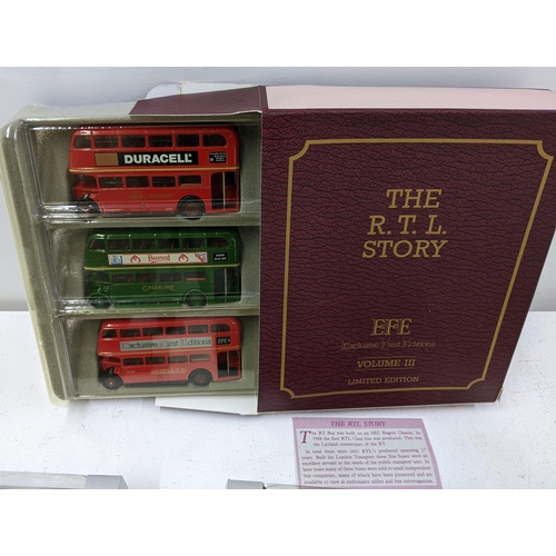 99 - A collection of Diecast model buses to include 14 EFE boxed 00 scale Double Deckers, a boxed EFE 'Th... 