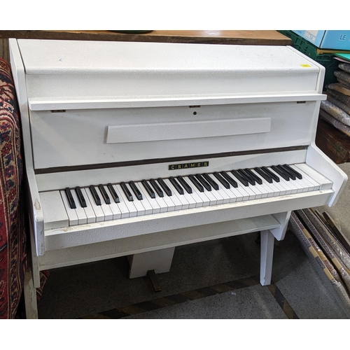 157 - A Cramer white painted upright piano 100cm h x 101cm w Location: FOYER
If there is no condition repo... 