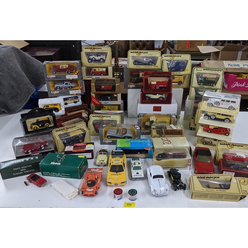 252 - A quantity of toy cars, mostly boxed, to include Corgi, Matchbox, Dinky examples and others Location... 