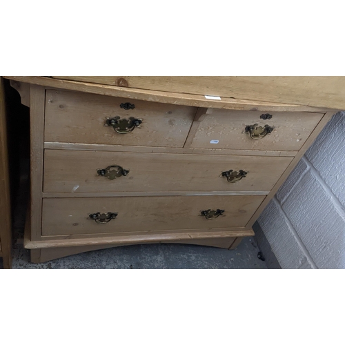 277 - A pine chest of drawers, bow fronted top over flat drawers of two short and two long graduated drawe... 