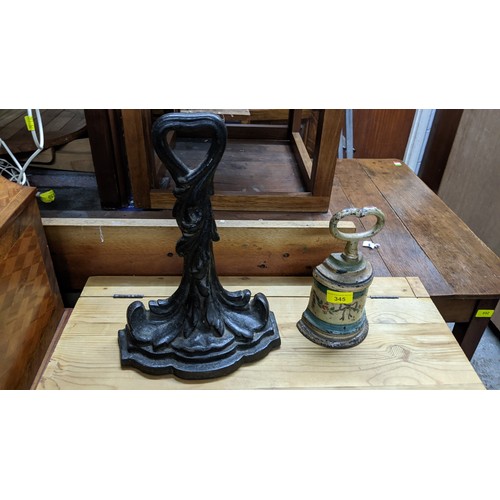 345 - Two Victorian cast iron door stops, one with painted ornament
Location:G

If there is no condition r... 