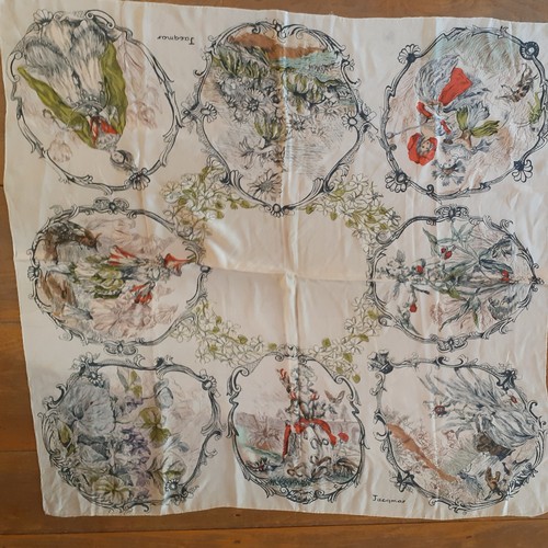 121 - Five late 20th Century scarves, mainly silk examples with hand-rolled edges to include Jaeger and Ja... 