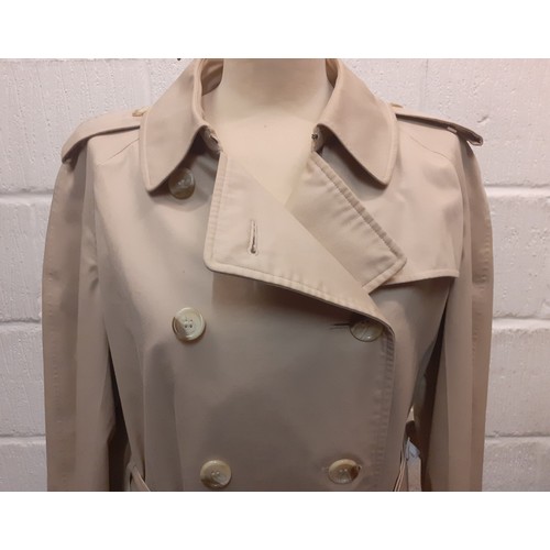 14 - Burberry-A 1970's beige double breasted 'Kensington' lightweight cotton trench coat having brown lea... 