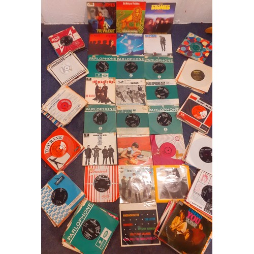 188 - A quantity of 1960's-1980's 45rpm singles to include 7 Beatles on green Parlophone label, The Offici... 