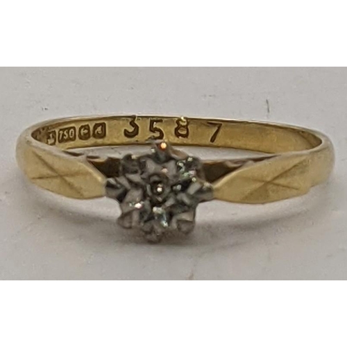 44 - A ladies 18ct gold and diamond ring, stamped 750, size I, 1.7g
Location:RING
If there is no conditio... 