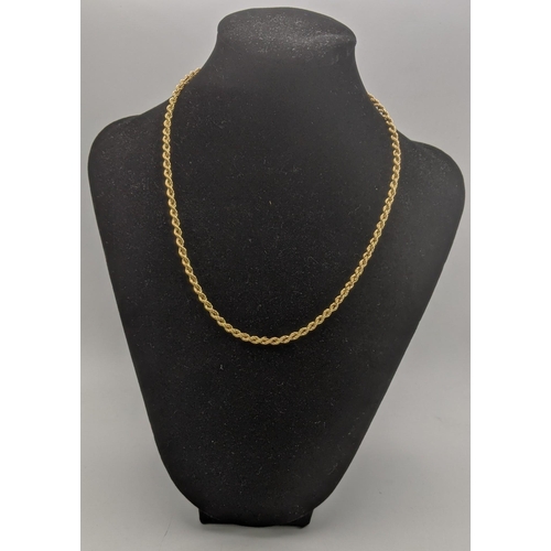 45 - A 9ct gold rope twist necklace, 43cm long, 6.1g
Location:CAB8
If there is no condition report shown,... 