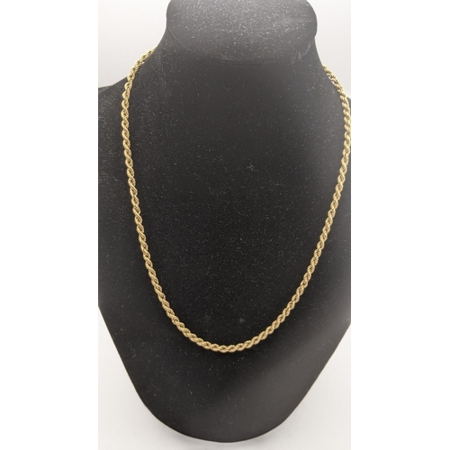 24 - A 9ct gold rope twist necklace 4.3g, 46cm long, Location:CAB5
If there is no condition report shown,... 