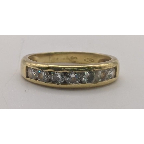 28 - An 18ct gold half eternity ring set with five diamonds and two paste stones A/F 3.5g
Location:CAB8
I... 