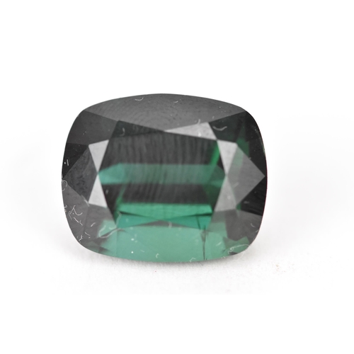 139 - A faceted cut loose green tourmaline gemstone, 16.7mm x 13.7mm x 10.6mm LOCATION: CAB