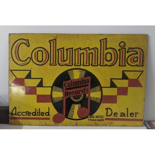 161 - A late 20th century Columbia Records enamel advertising  sign 76cmW x 51cmH
Location: SL

If there i... 