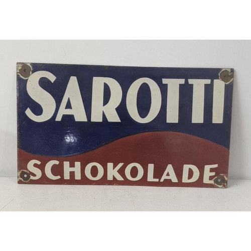 142 - A late 20th century Sarotti Schokolade enamel advertising sign 48cmW x 27cm H
Location: A3F

If ther... 