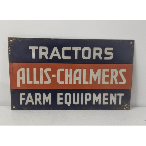 144 - A late 20th century Allis - Chalmers tractors farm equipment enamel advertising sign 46cmW x 27cmH
L... 