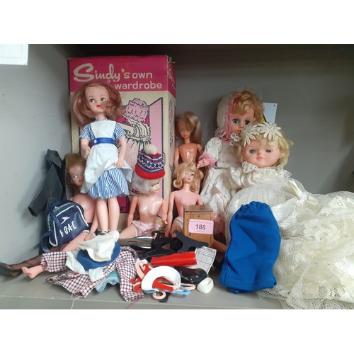 188 - Vintage Sindy and other dolls to include a 1960's Made in Hong Kong Sindy and a 1960's Barbie clone ... 