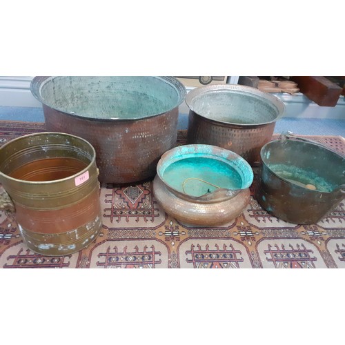 191 - A quantity of Victorian hammered metal planters and pots and others
Location: SL
If there is no cond... 