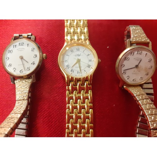 74 - A group of ladies wristwatches to include Rotary and Attwood & Sawyer. Location:Table