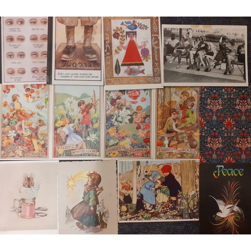 119 - A collection of fashion, museum and art related postcards to include a book of Alphonsa Mucha postca... 