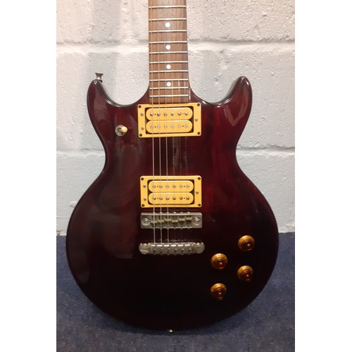 186 - A 1980's Ibanez AR50 6-string electric guitar serial no: D805074 in a wine red colourway with TGI bl... 