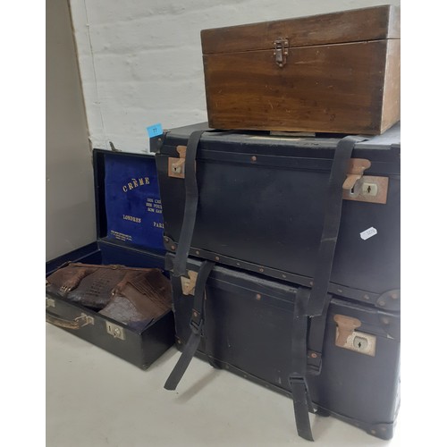 77 - A vintage black salesman travelling case for the iconic French wellness apothecary Creme Simon produ... 