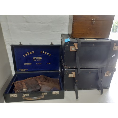 77 - A vintage black salesman travelling case for the iconic French wellness apothecary Creme Simon produ... 