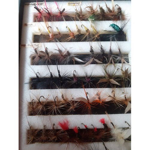 242 - Five small boxes of 20th Century trout dry flies to include Grey Wulff, White Spot, Yellow Drake and... 