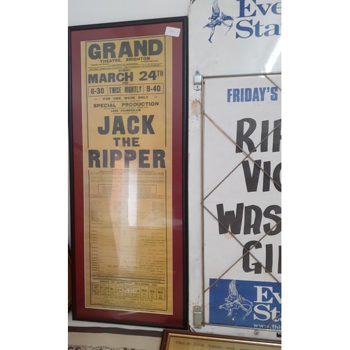 222 - Jack the Ripper Interest-An Evening Standard metal newspaper stand sign and reproduction related pri... 