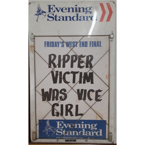 222 - Jack the Ripper Interest-An Evening Standard metal newspaper stand sign and reproduction related pri... 